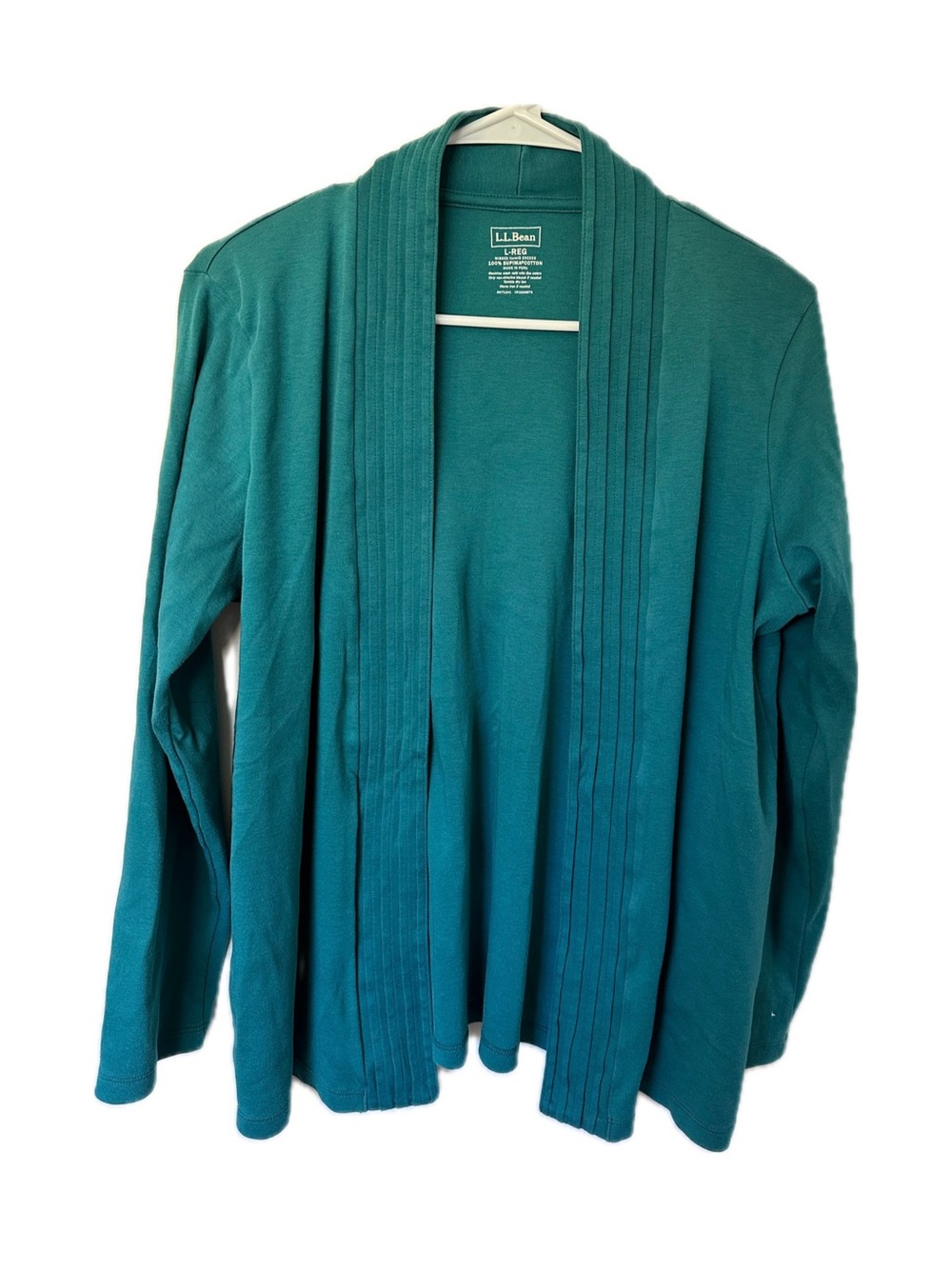 L.L. Bean Teal Open-Front Cardigan Sweater